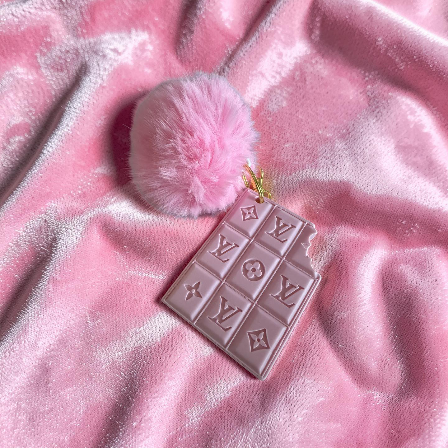Powder Pink Chocolate Bar Luxury Purse Charm/ Keychain