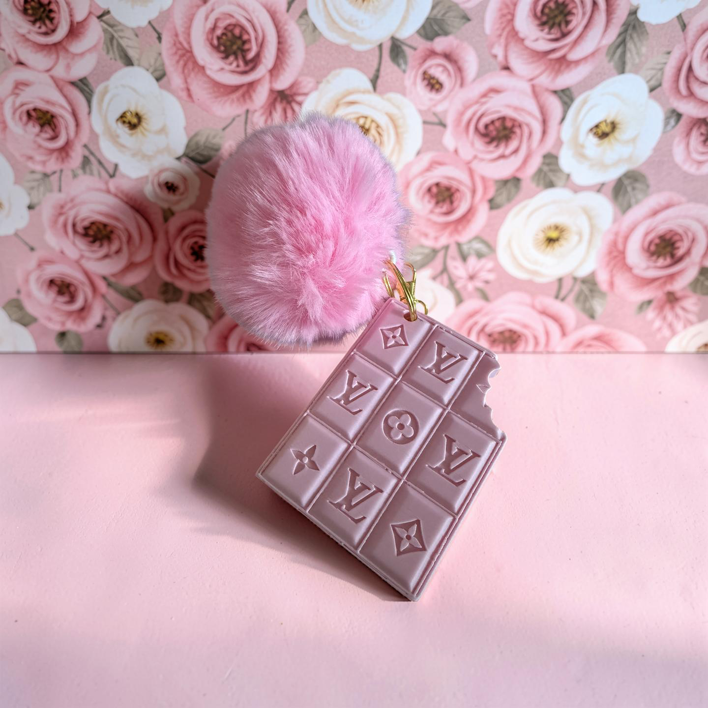Powder Pink Chocolate Bar Luxury Purse Charm/ Keychain